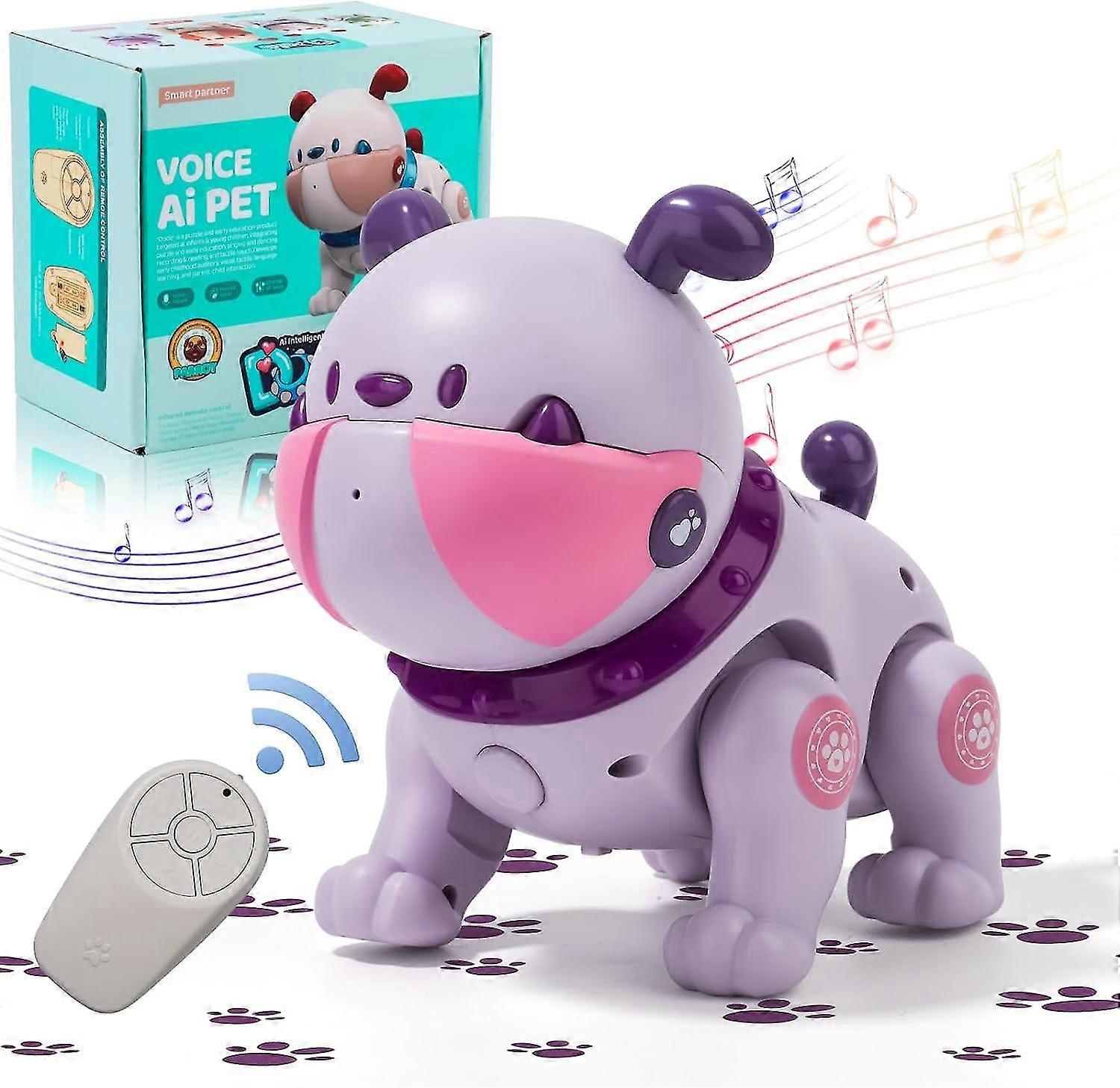 Robot Pets Toy For Girls And Boys Remote Control Robot Dog Toy With Touch Interaction, Recordable, Soothing Music Mode, Led Light, Gift For Kid
