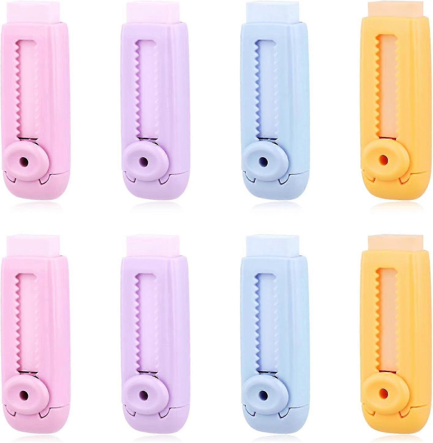 8pcs Sliding Retractable Pencil Eraser, Push Pull Eraser with Dynamic Push-Pull