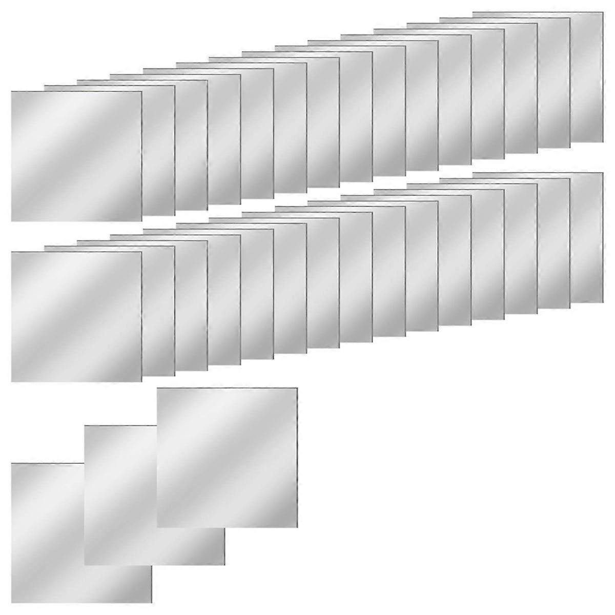 30 PCS Acrylic Mini Mirror Tiles Self Adhesive, 3 Inches Square High-Definition Tiny Mirror Tiles f