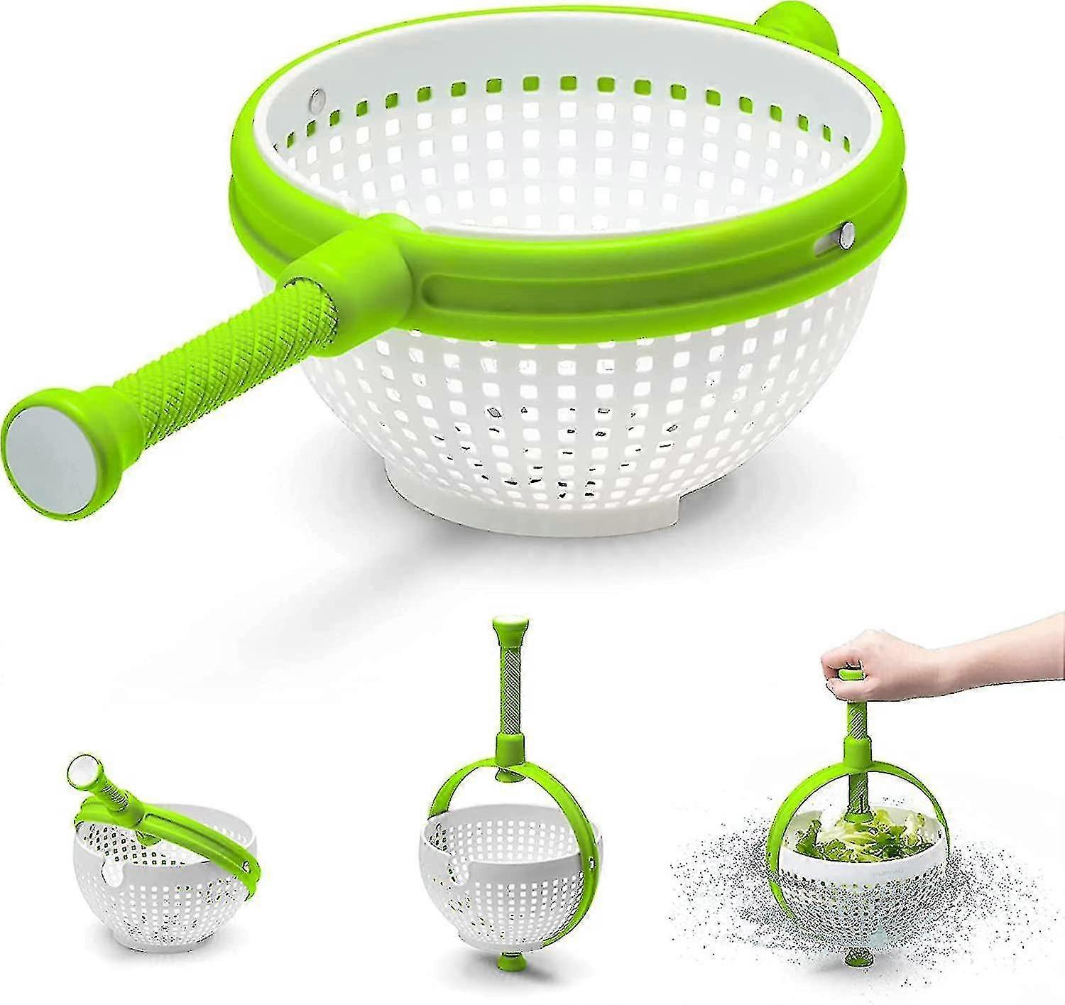 Salad Spinner Scratch Resistant Spinning Colander W/collapsible Hand Dryer