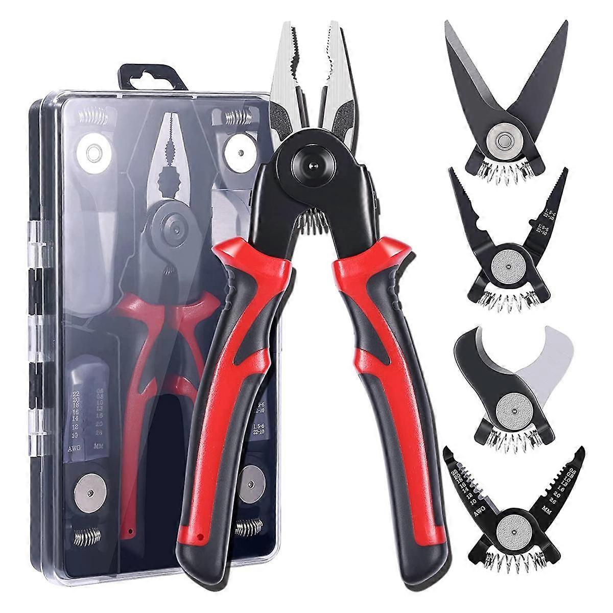 5-PCS Plier Tool Set, 5 in 1 Versatile Tool Kit, with Linesman Plier, Wire Stripper, Crimping Tools