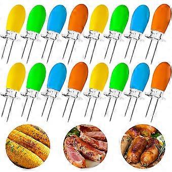 Corn Cob Holders Set, 16 Pcs Stainless Steel Corn Skewers Bbq Fork For Sweetcorn