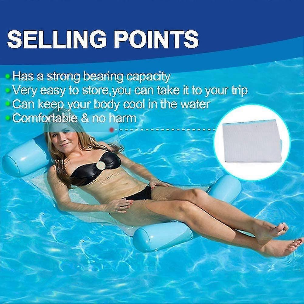 Inflatable Swimming Bed, Water Hammock 4-in-1 Lounge Chair Pool Lounge,Blue