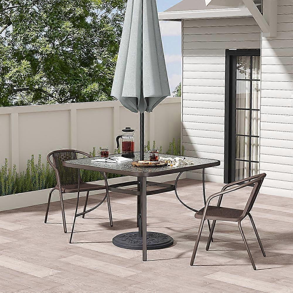 Garden Glass Dining Stackable Chairs Table Set