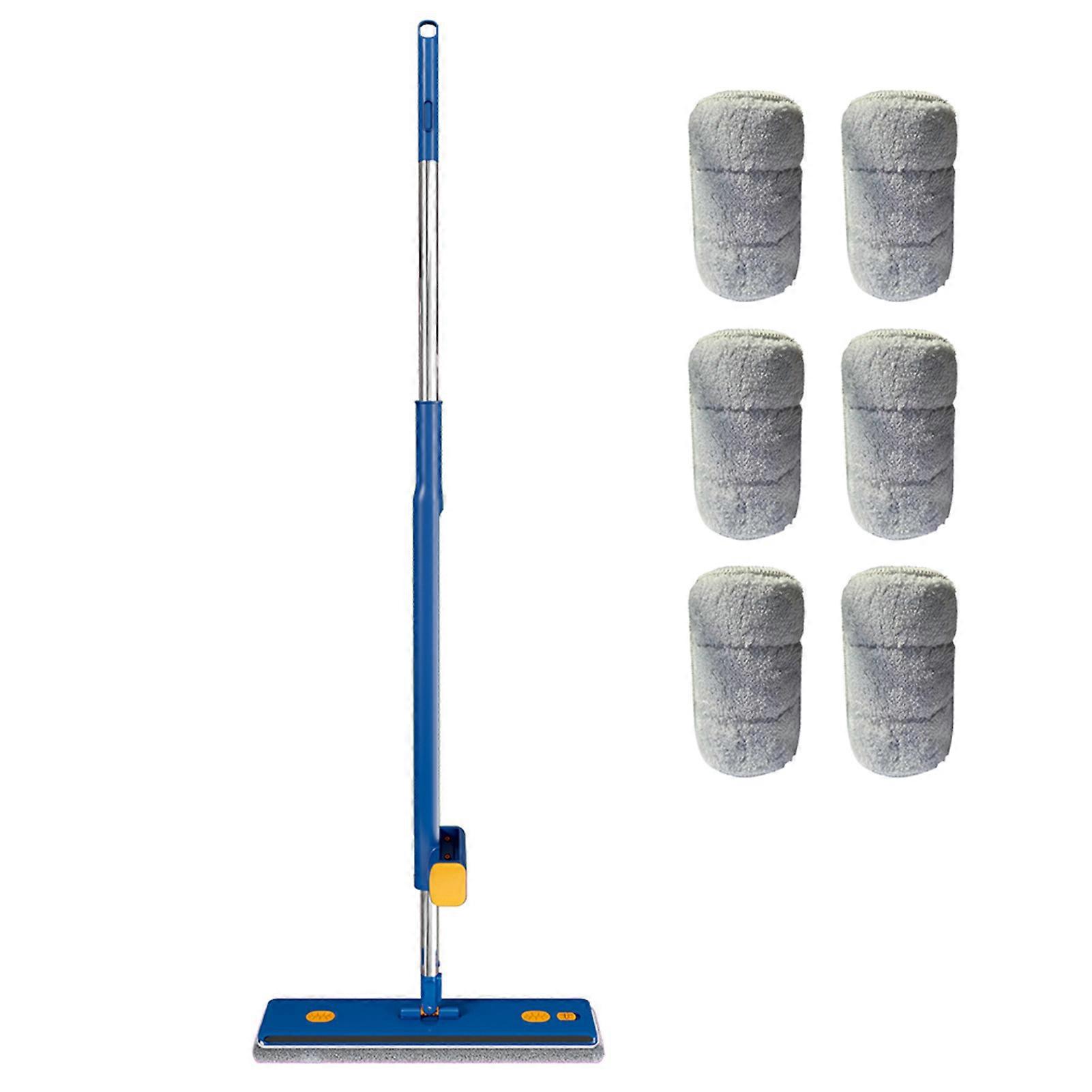 Hand-Free Flat Mop with Replacement Mopping Cloth Washable Rectangle-Shape Mop for Home Floor Cleaning