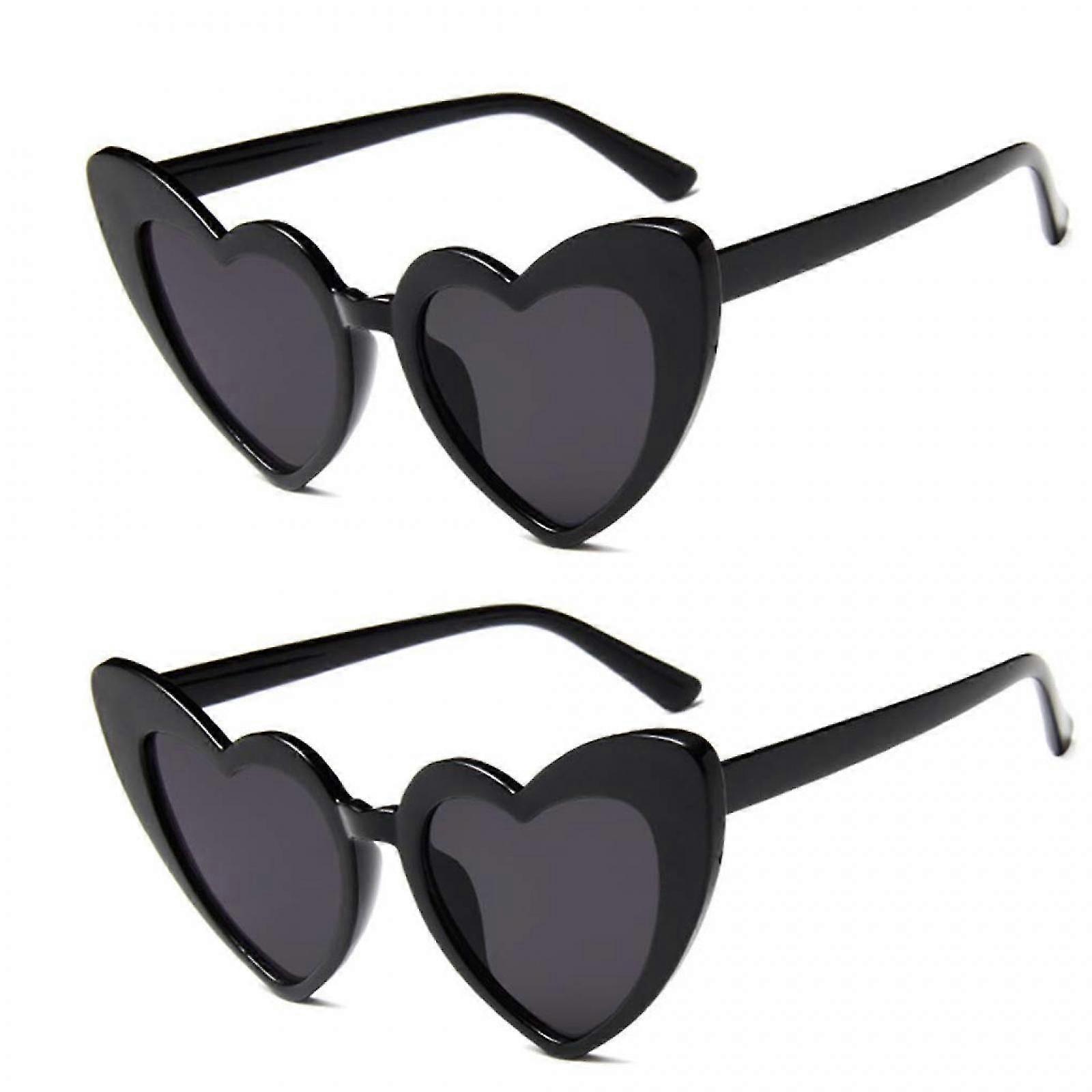 2PCSLove Heart Shaped Sunglasses for Women,Vintage Cat Eye Mod Style Retro Glasses