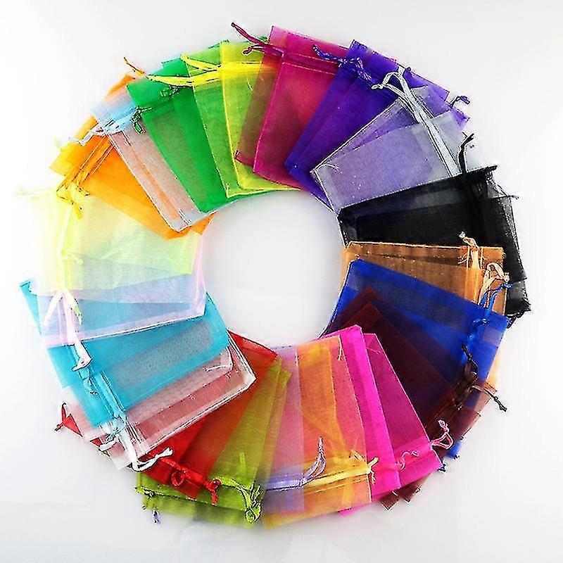 100pcs Organza τσάντες μικρές, Organza τσάντες οργάντζα τσάντες ύφασμα τσάντες, τυχαίο χρώμα υπέροχο