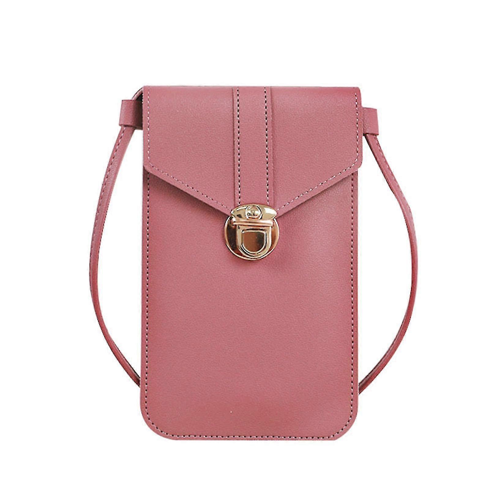 Touchable Mobile Phone Bag,cross-body Pu Wallet With Detachable Strap