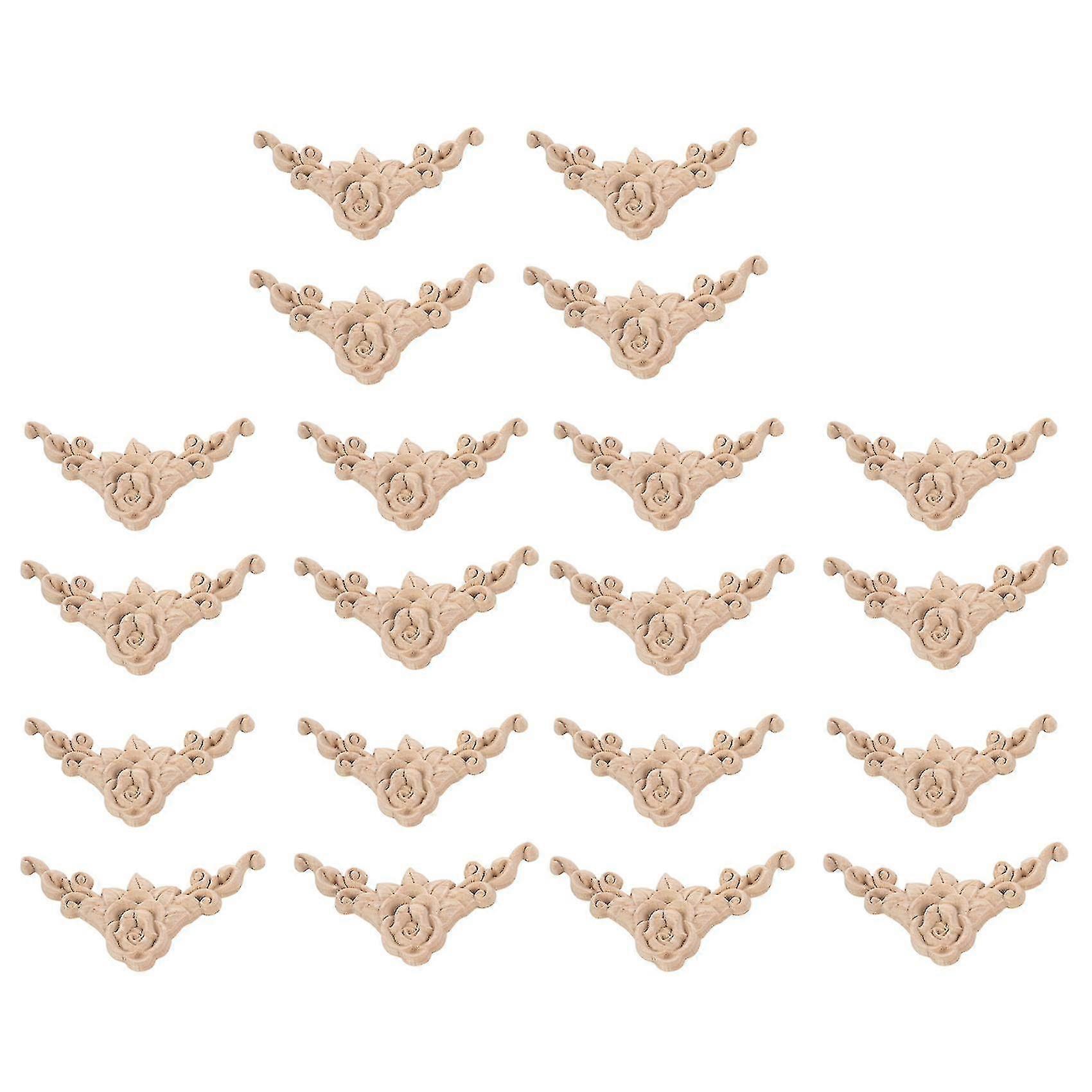 20pcs 8 × 8cm الخشب المنحوت الزاوية Onlay زينة باب مجلس الوزراء غير مطلي النمط الأوروبي