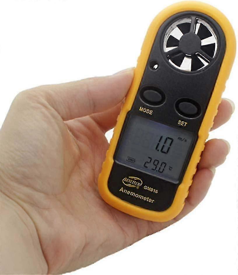Digital anemometer med bakgrundsbelyst LCD-display, mäter lufthastighet, luftflöde och utomhustemperatur för aktiviteter