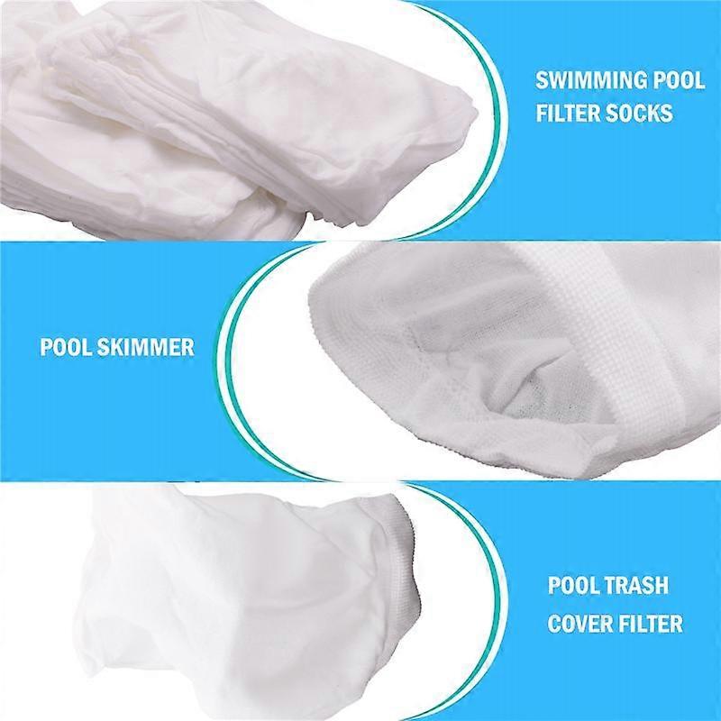 , 20-Pack Pool Filter Basket Saver Socks, Reusable Ultra-Fine Mesh Sock Filter Pool Debris Catcher