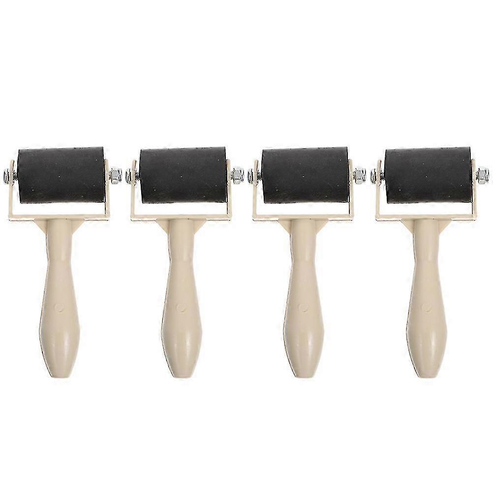 4Pcs Rubber Brayer Roller Children Printmaking Roller Ink Roller Handheld Printmaking Ink Roller