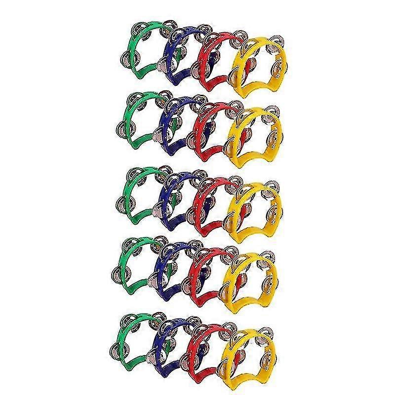 20pcs Plastic Tambourine Musical Instruments, Mini Handheld Tambourines,percussion Rhythm Party Mus