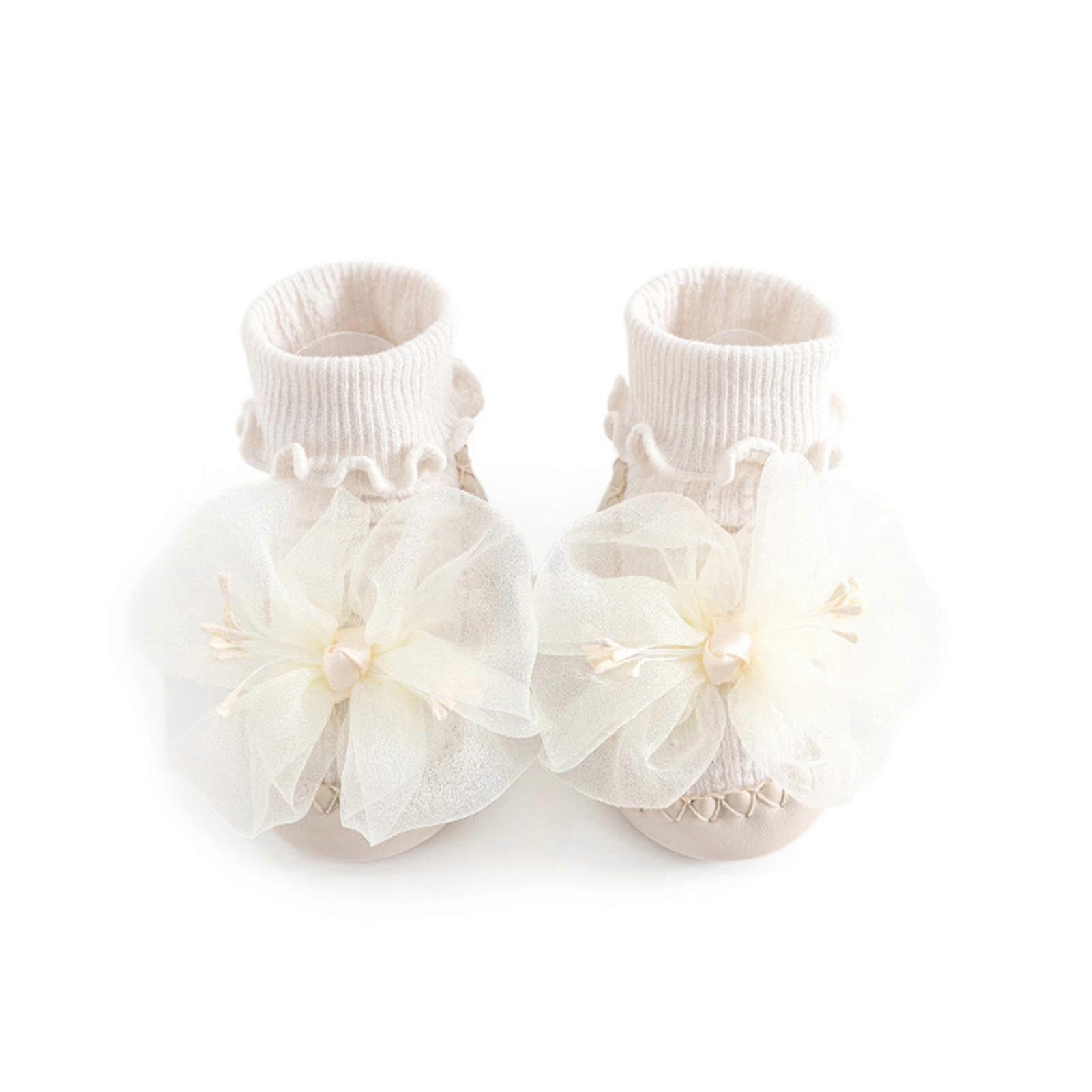 Creative Tear-resistant Baby Socks with Anti-slip Floral Edge and Bowknot - 1 Pair, Perfect for Toddler Shoes at Home
