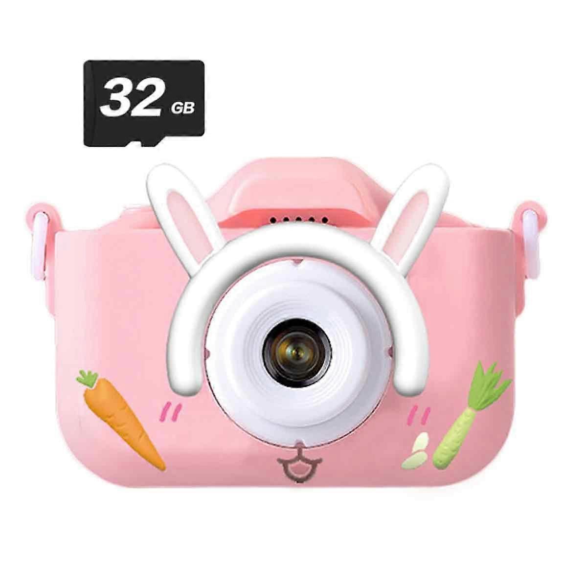 pinkrabbit3〜8歳の女の子のためのキッズカメラのおもちゃ、子供のための最高のクリスマス誕生日祭の贈り物-32GSDカードが含まれています。
