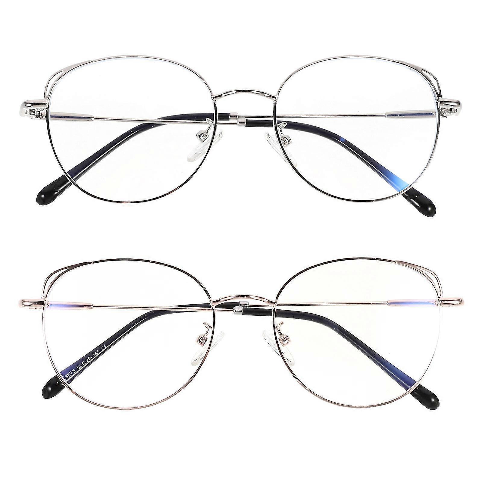 2pcs Blue Light Blocking Glasses Computer Eyeglasses Metal Frame Eyewear