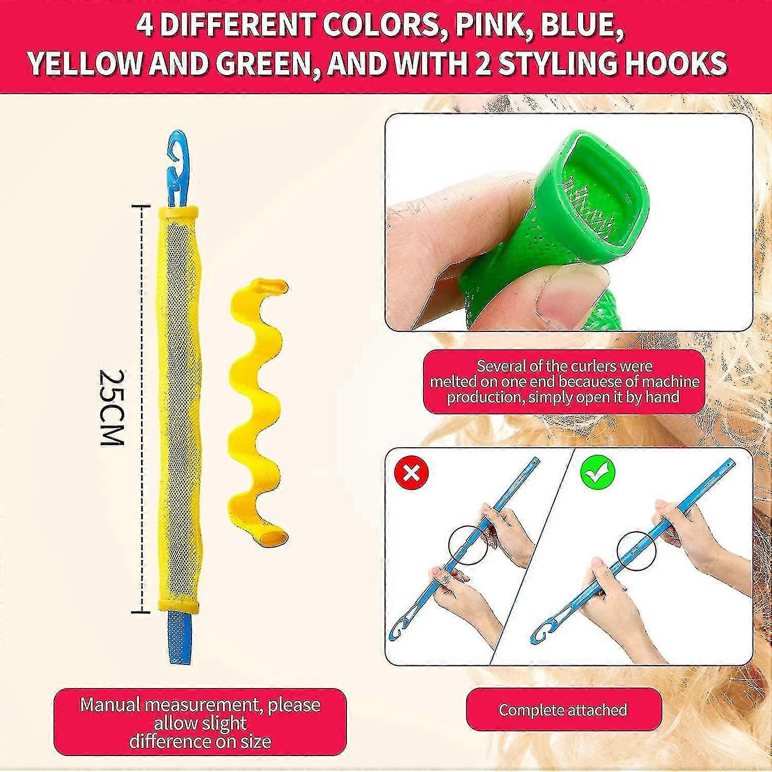 28pcs H ers Spiral S No Wave Styling Kit, 25cm