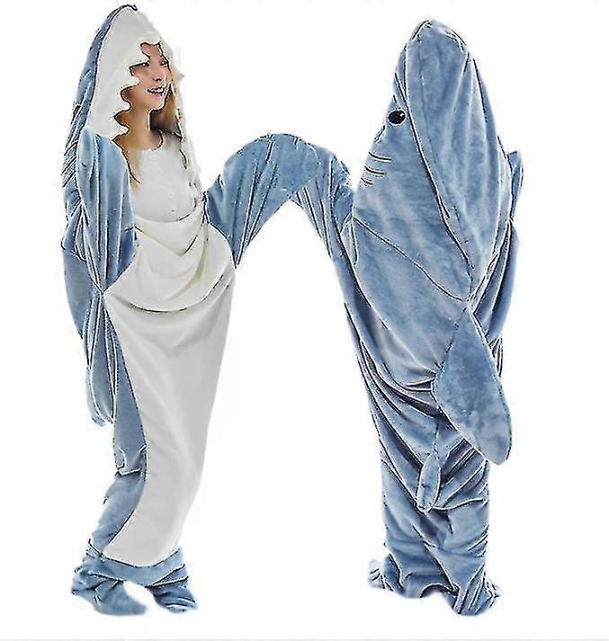 Couverture à capuche requin adulte - Couverture portable requin pour adulte - Couverture requin super douce et confortable en flanelle à capuche Sac de couchage requin