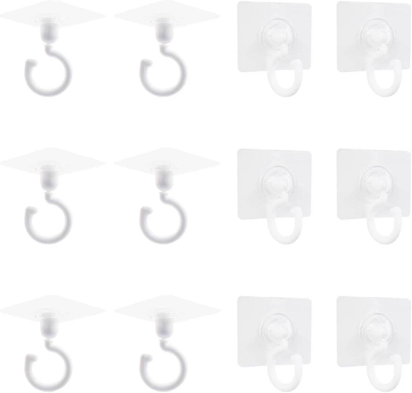 Adhesive Wall Ceiling Hooks, 360 Rotating Ceiling Hanger Hooks, No-drill No-damage Ceiling Hanging Utility Hooks For Lanterns Decor p20241126472
