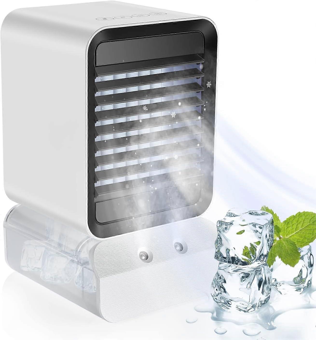 Small Air Humidifier with 600ML Water Tank USB Fan with 7 LED Colors USB Night Light Portable Humidifier for Bedroom/Plants