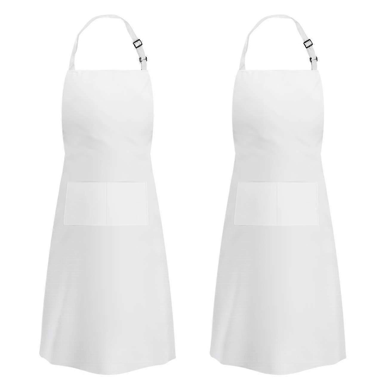 2 Pack Unisexe Réglable Tablier Bib avec 2 Poches Cuisine Cuisine Chef Coton Tabliers