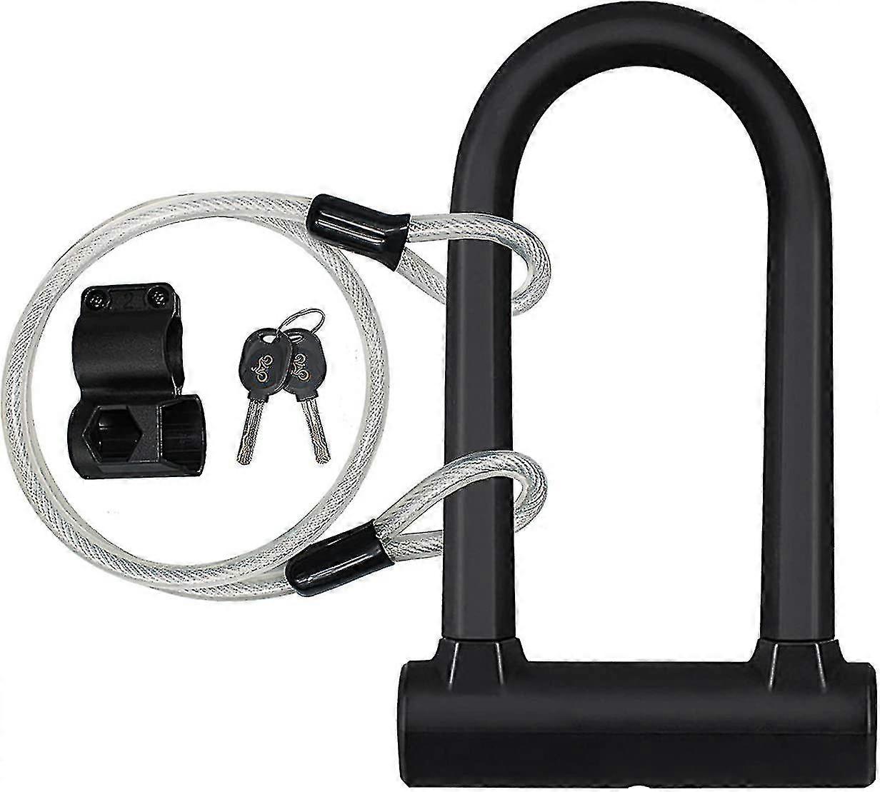 Bicycle Lock With Flexible Cable Lock And Mounting Bracket-