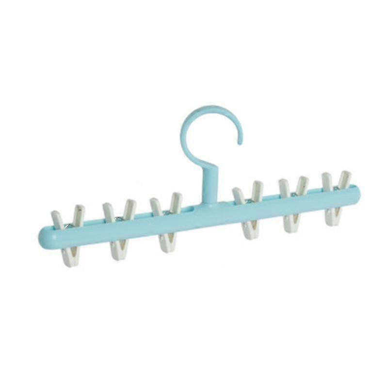 Sock Hanger With 6 Detachable Clips 360 Rotating Space Saving Drying Towel Diaper Baby Clothes Underwear Gloves Bras (blue)