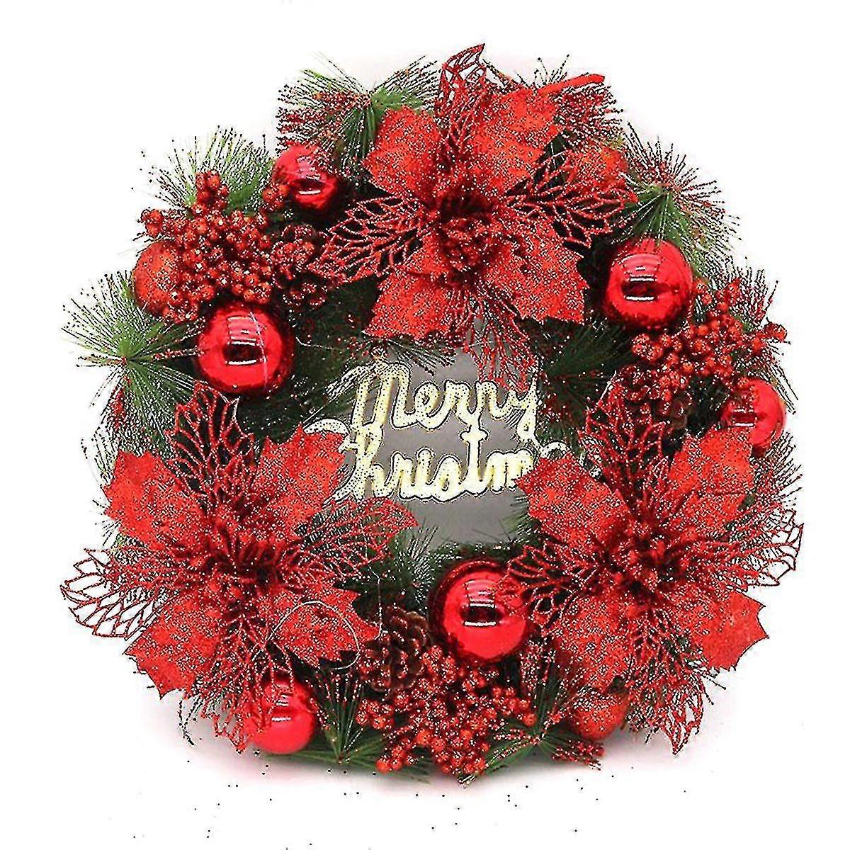 Wreath Wreath Door Hanging Decoration 30cm Merry Christmas Red H