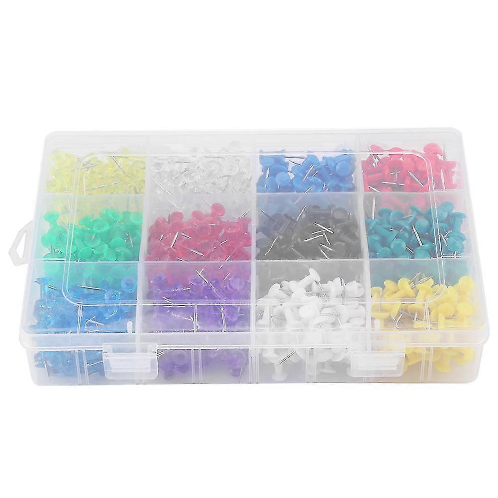 Plastic Thumb Tacks Push Pins Set 600 Pieces with Box in Multicolor