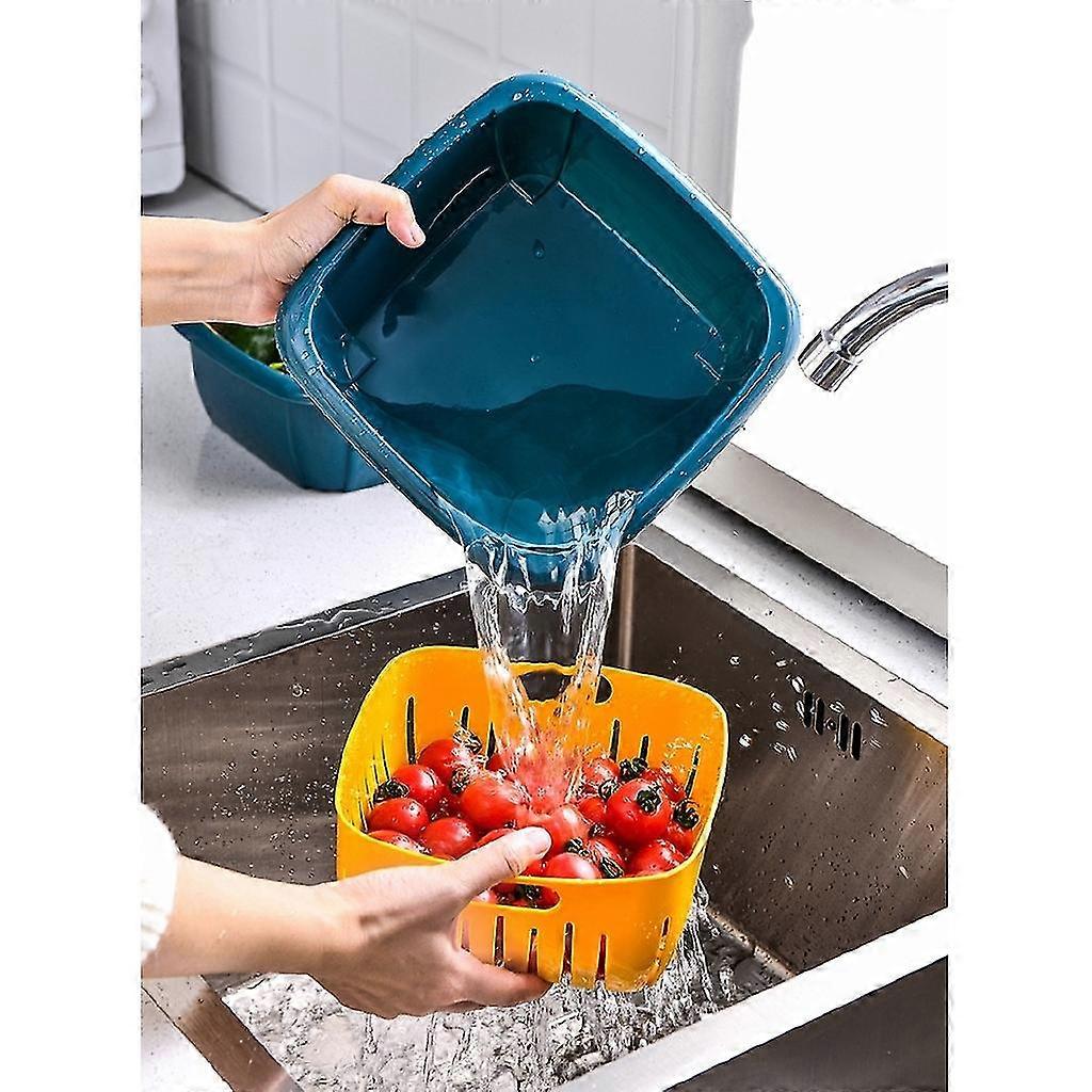 New Multifunction Detachable Double-Layer Washing Basket Fruit Vegetable Drain