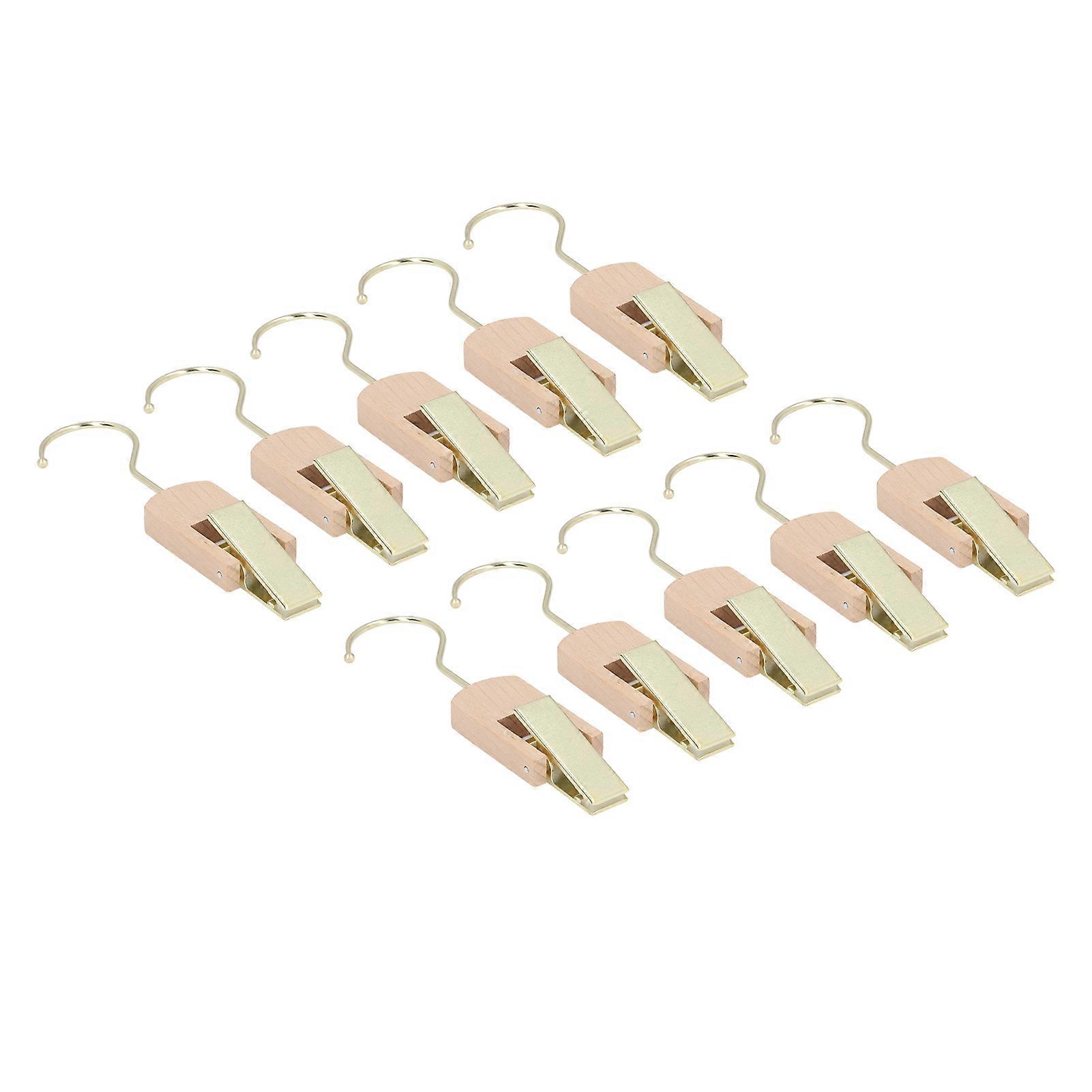 10cm Hanging Clips Metal Hook with Wood Clip 360 Degree Rotating Clothing Hooks for Closet Office Workshop