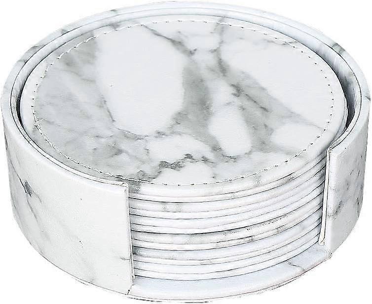 Sett med 6 Coasters (rund marmor)