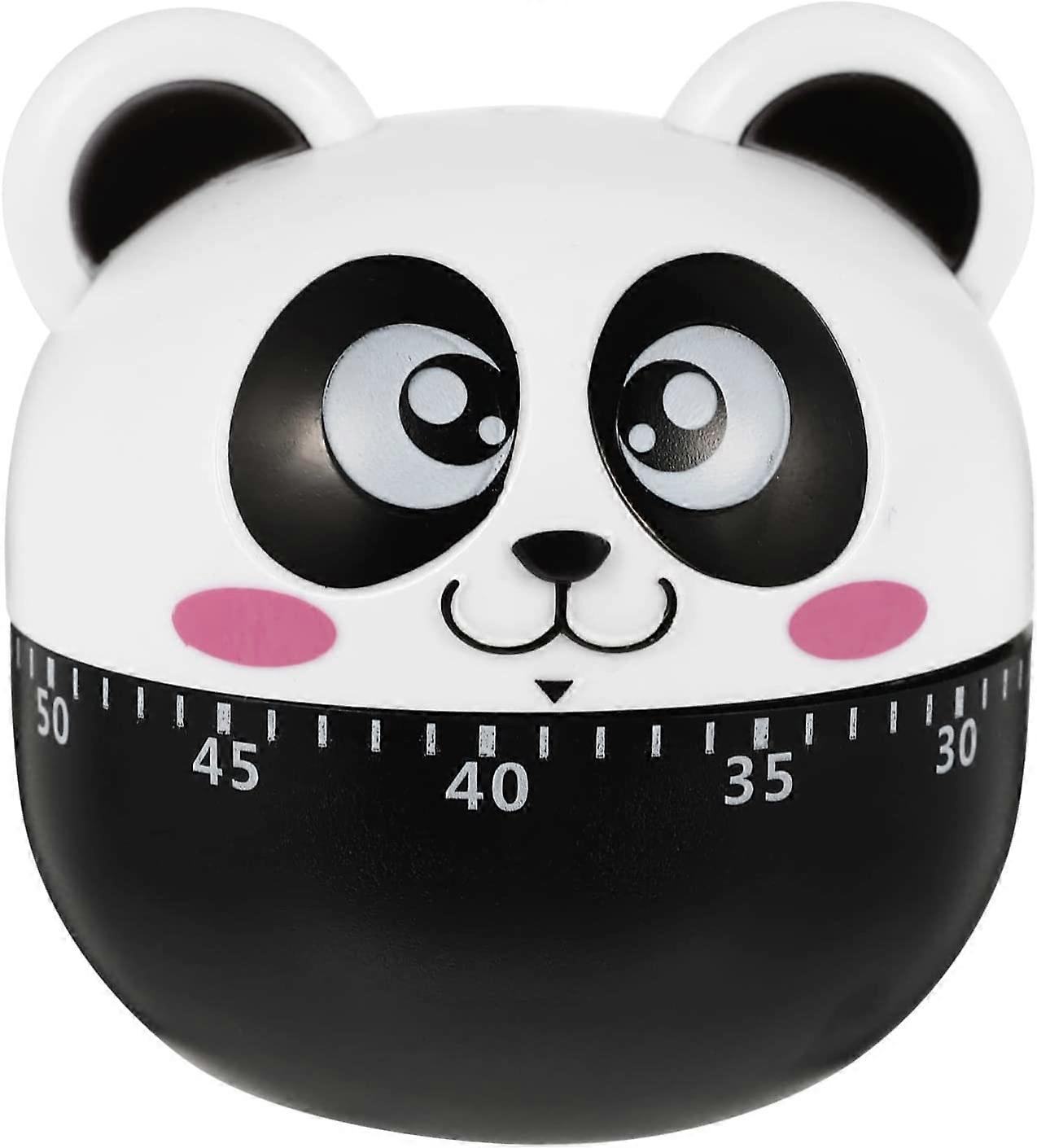 UBIUO Kitchen Egg Timer Cute Classroom Timer Panda Shaped Mechanical Kitchen Baking Cooking Timer Reminder 60 Minutes (Black)
