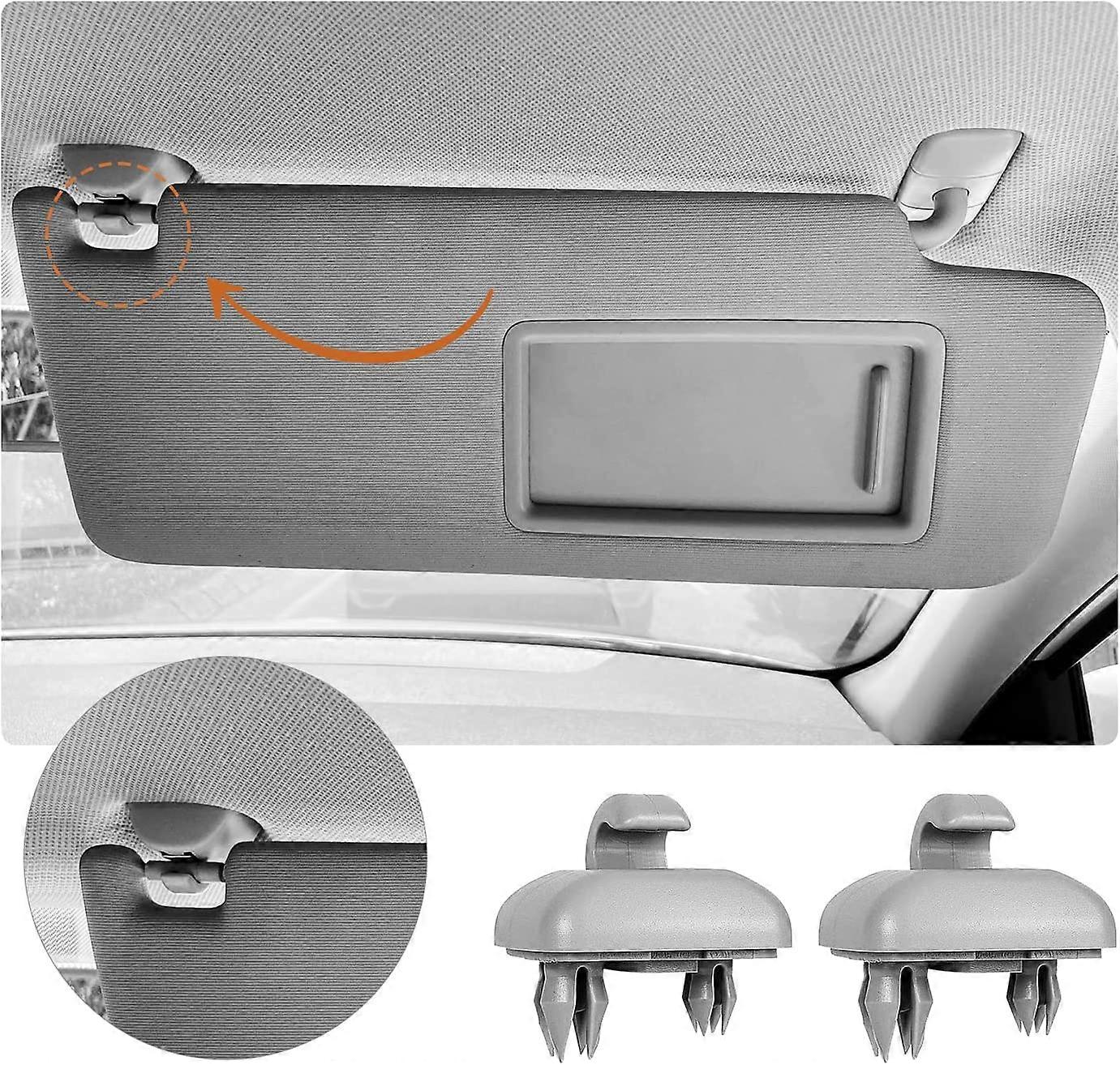 2-Pack Grey Interior Sun Visor Hook Clip Base Makeup Mirror Fixing Bracket Compatible with AA 4S 4Q 5TT