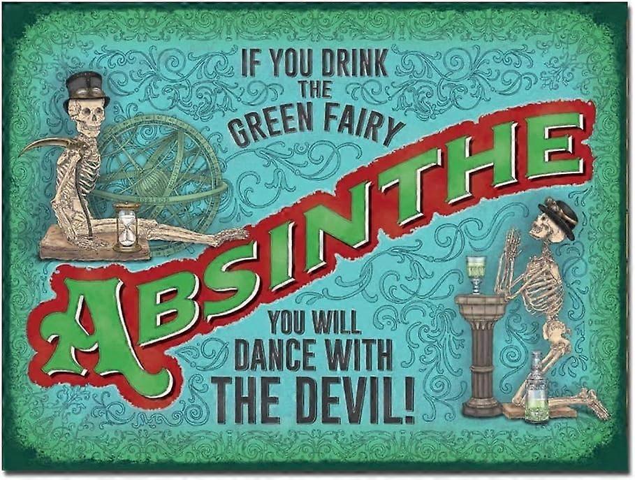 アブサンレトロな錫の看板メタルサインTINの看板7.8X11.8インチ