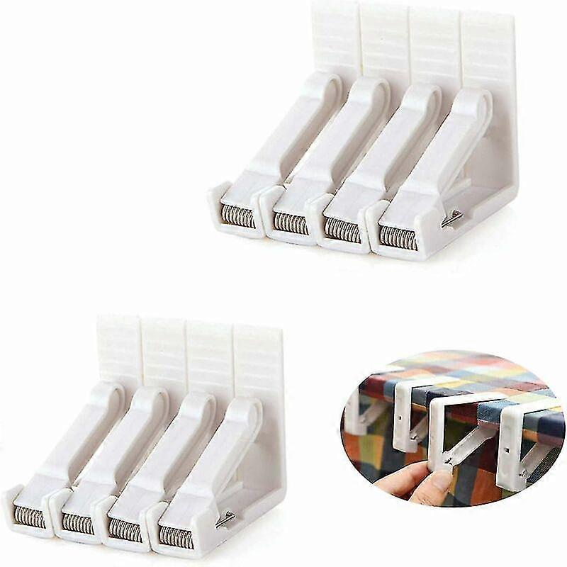 Set Of 8 White Plastic Tablecloth Clips With Adjustable High Tension Clamp