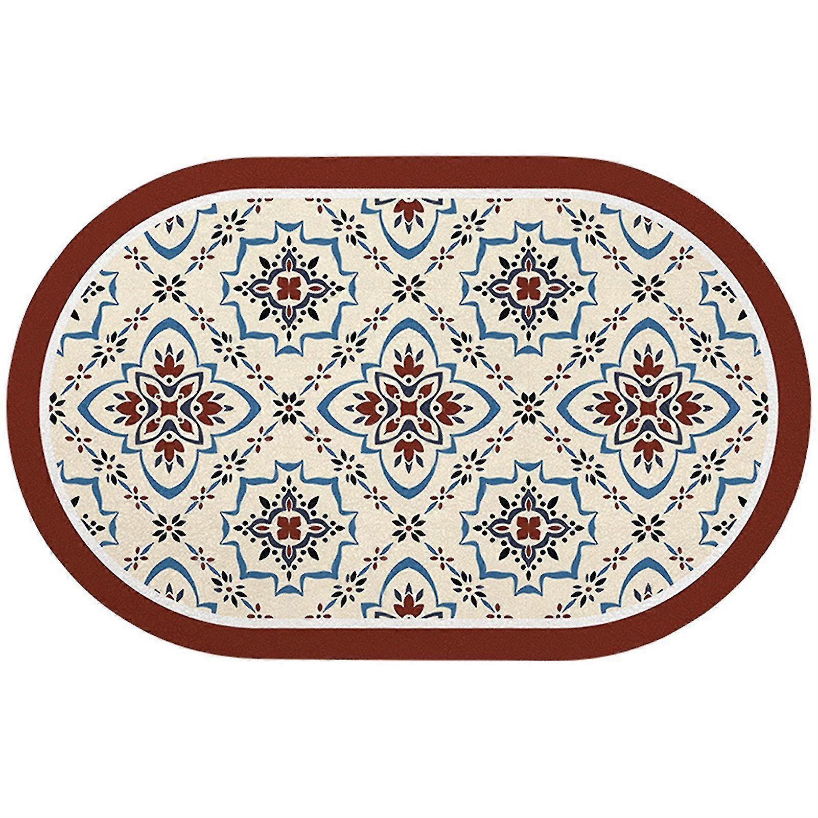 Simple Oval Floor Bath Mat Multipurpose Household Absorbent Non-slip Bath Pad
