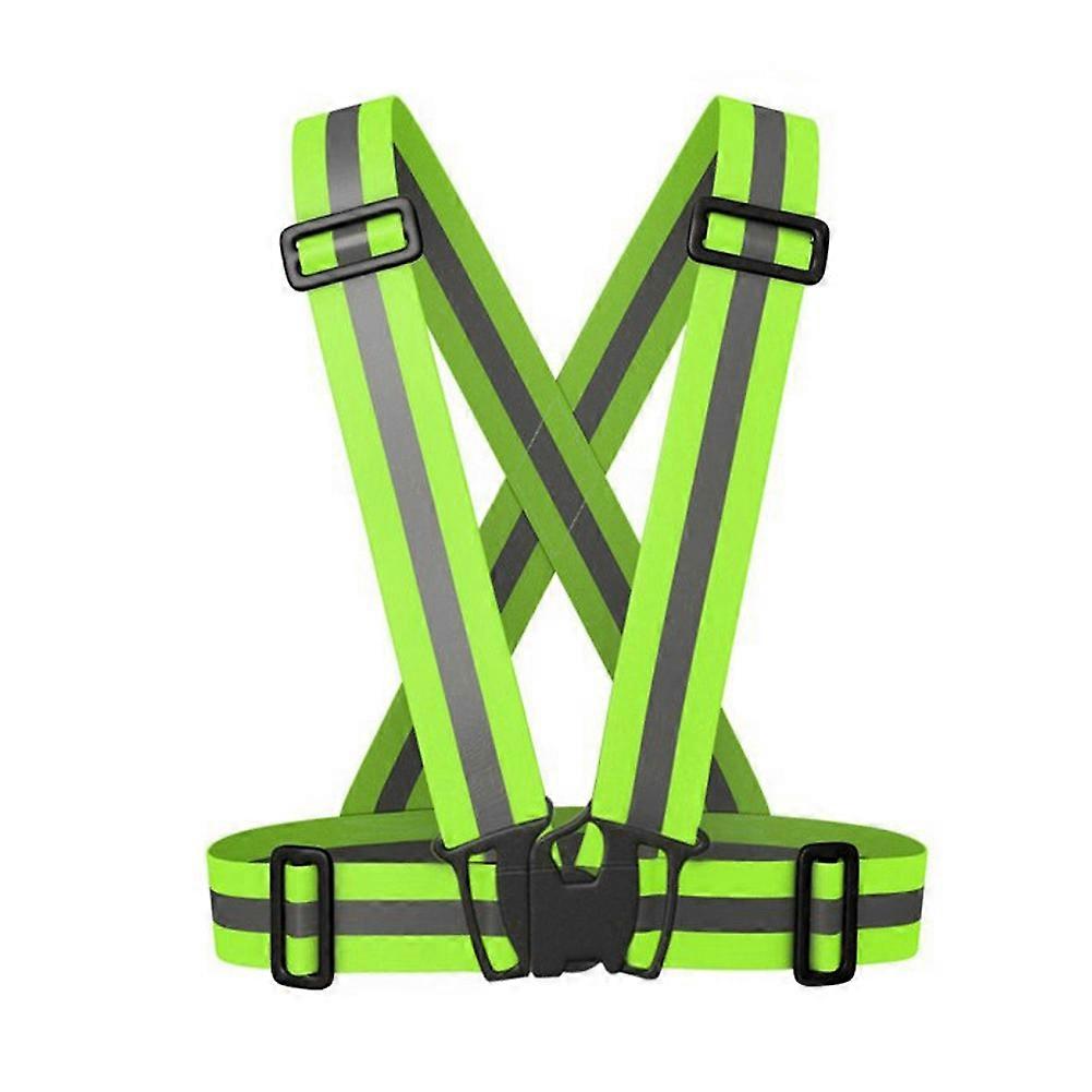 High Visibility Elastic Reflective Vest Belt Fluorescent Green Safety Strap for Night Running Cycling Construction Fluorescent Green