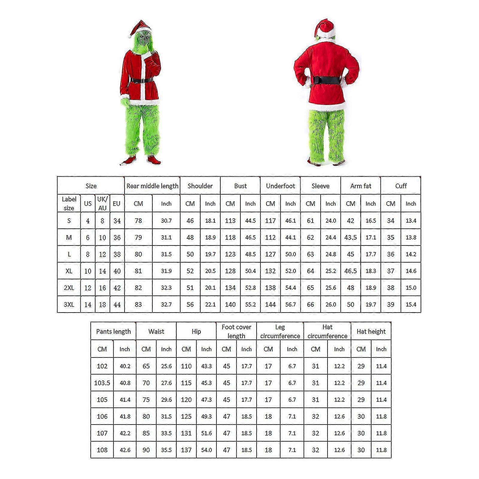 クリスマスオタク泥棒グリーン毛皮モンスターサンタクロースコスチュームセットスーツ小道具ベルト手袋マスク帽子クリスマス爆発パーティーコスチューム