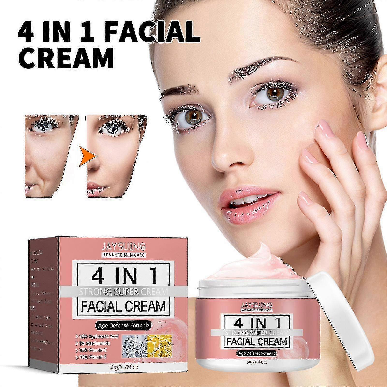 Jaysuing 4-in-1 Firming Facial Cream Diminishes Fine Lines and Wrinkles Firming and Moisturizing Skin Hydrating Anti-Wrinkle Cream |