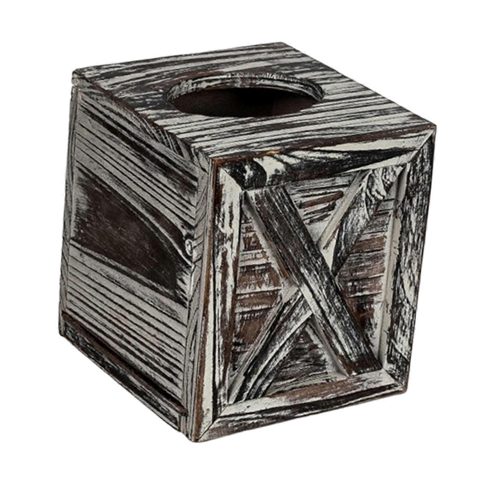 Tissue Box Cover Rustic Wood Tissue Holder for Dinner Table Office Bathrooms