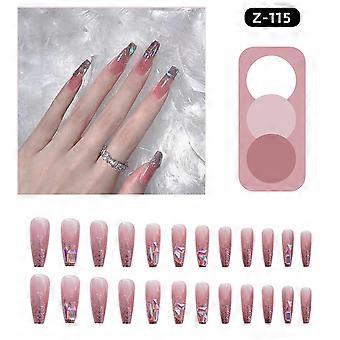 Estilo francês Full Cover Nail Sticker Glossy False Nails Wearable Destacável Nail Tip Jelly Glue Modelo