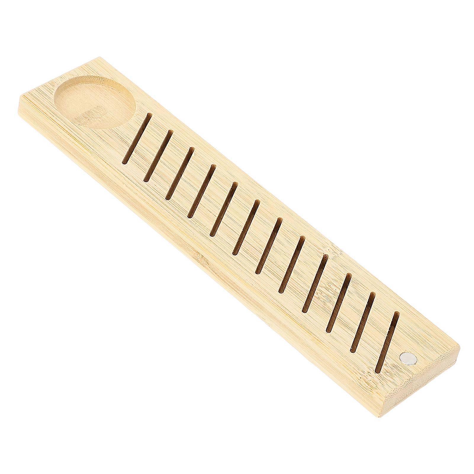 12 Slots Bamboo Portable Embroidery Floss Bobbin Rack - Rectangular Thread Plate Holder for Sewing