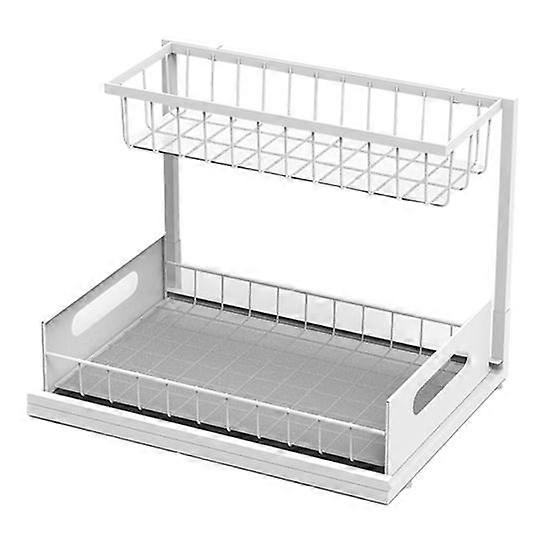Kitchen Storage Rack Multi-Use Two-tier High Fence under Sink Organizer Bathroom Pull Out Cabinet Seasoning Jars Storage Shelf