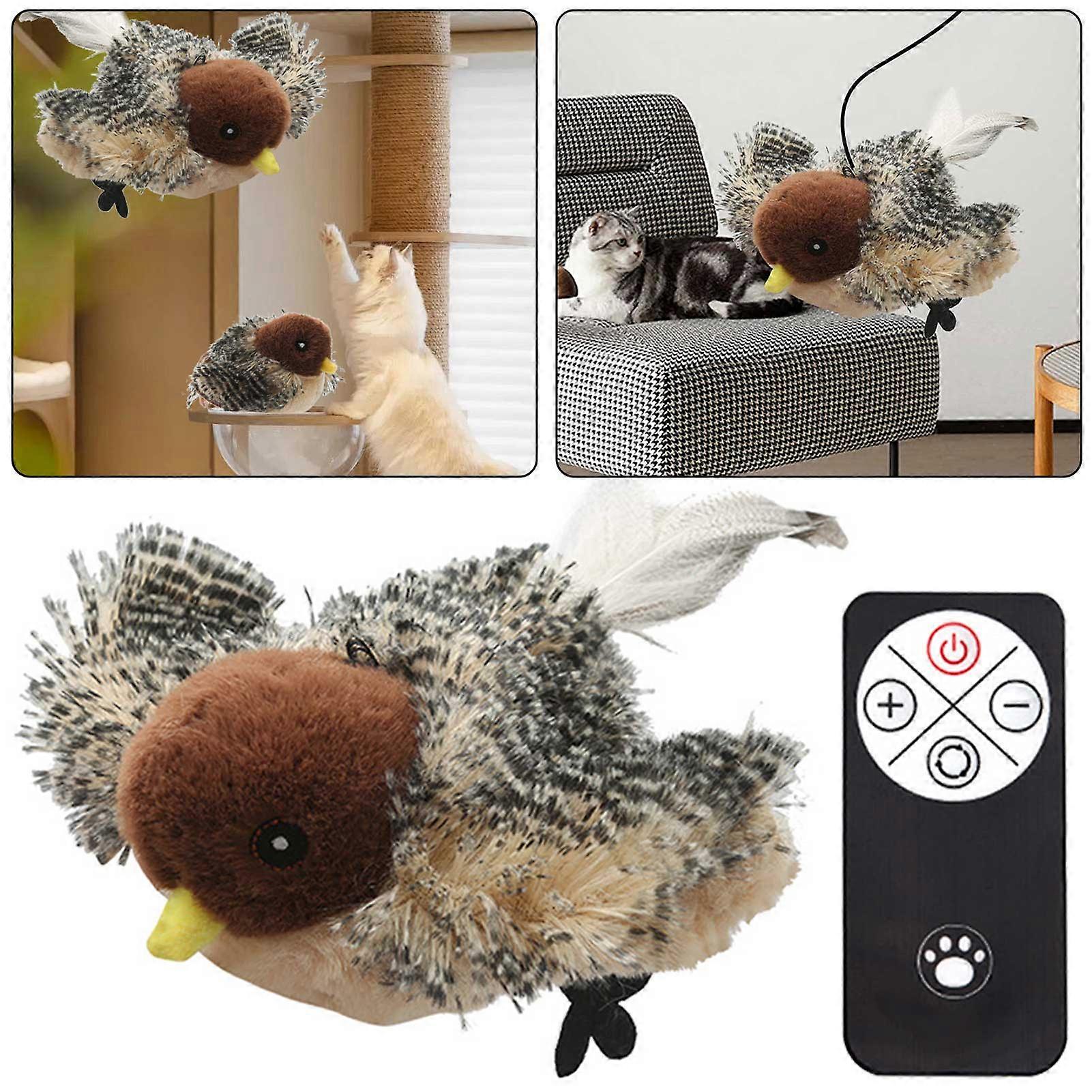 Sparrow Cat Toy For Indoor Cats, Rechargeable Lifelike Interactive Flapping Bird Cat Toy Tweet, Flapping Wings & Lively Chirping