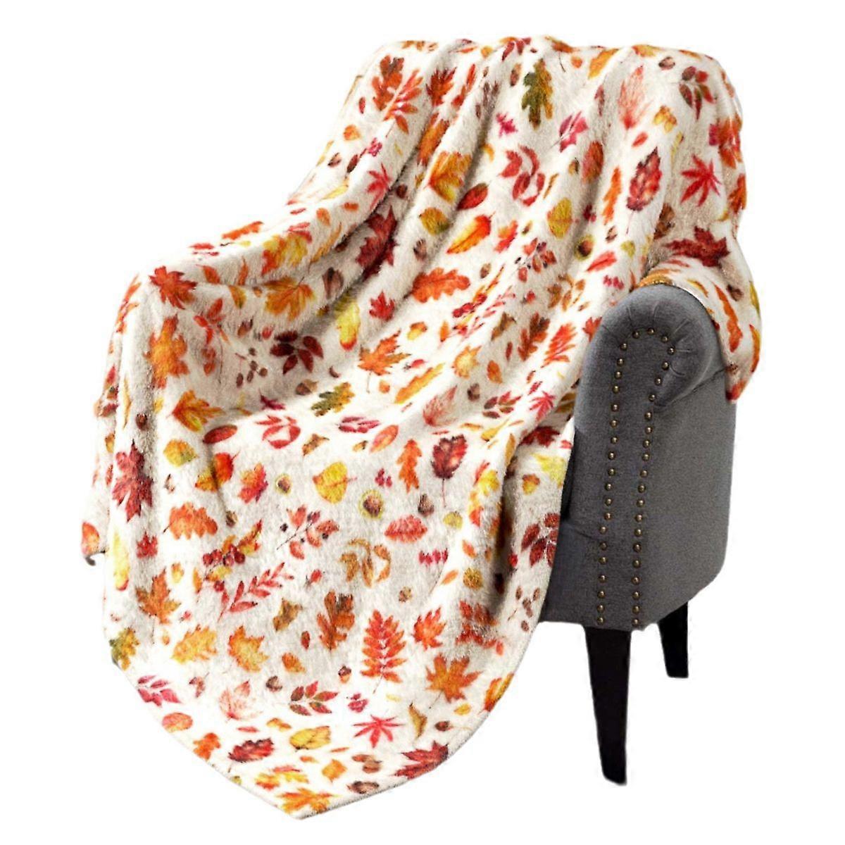 Teppe Gresskar Blader Rutete Flanell Teppe Til Sofa Seng Sofa, Myk Varm Høst Teppe Høst Dekor Koselig Hjemme Atmosfære, 60"x50"