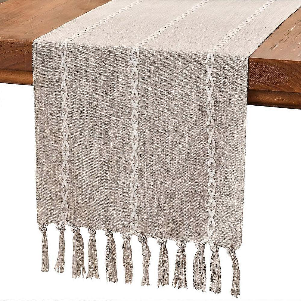 Table Runner, Cotton Linen, Tassels