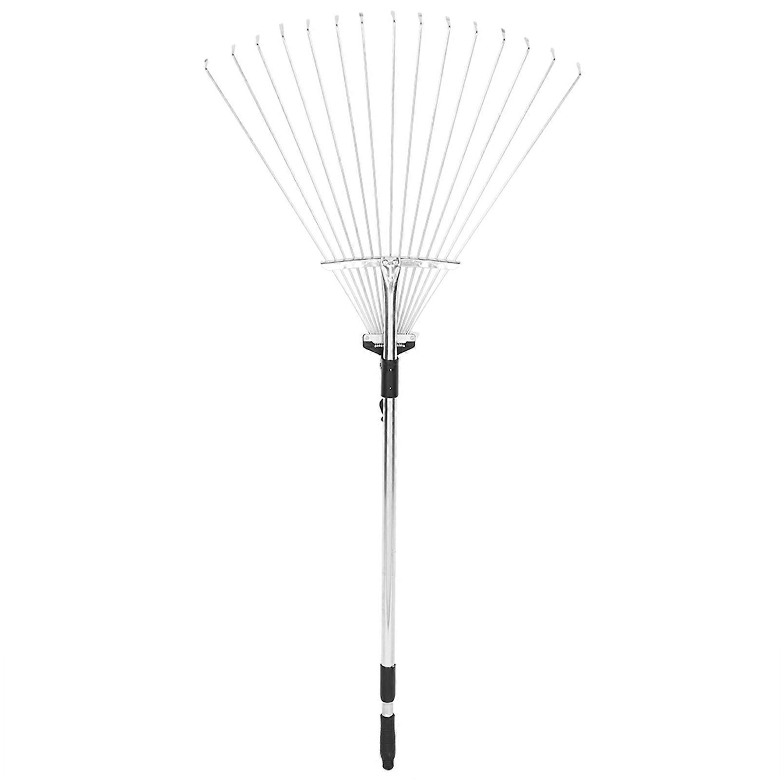 Garden Telescopic Rake Adjustable Folding Grass Leaves Rake Garden Cleaning Tool