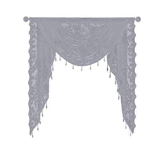 Schwarzer Volant mit Perlenspitze und Wasserfall-Muster, leicht, atmungsaktiv, einfache Installation, luxuriös, für kleine Fenster, halbtransparent, Swag-Wasserfall-Volant