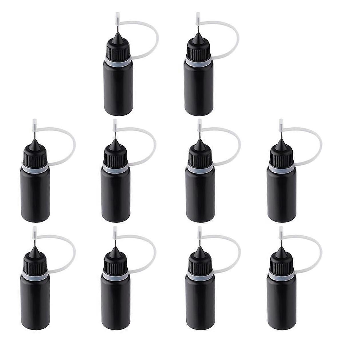 10Pcs Precision Tip Applicator Bottles Black Metal Needle Plastic Bottle 10ML Precision Tip Applica